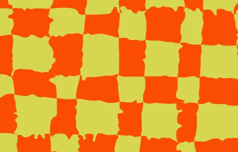 Motif damier orange et vert pomme aux bords irréguliers