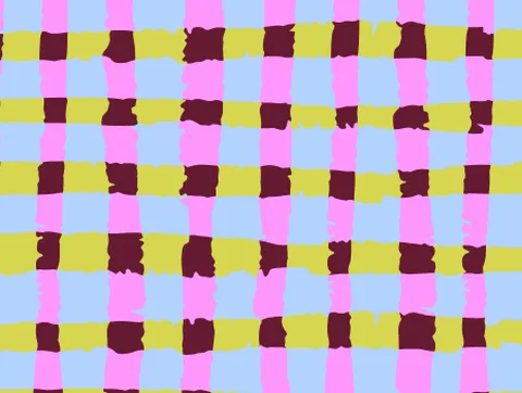 Motif vichy prune, rose, bleu et vert pomme