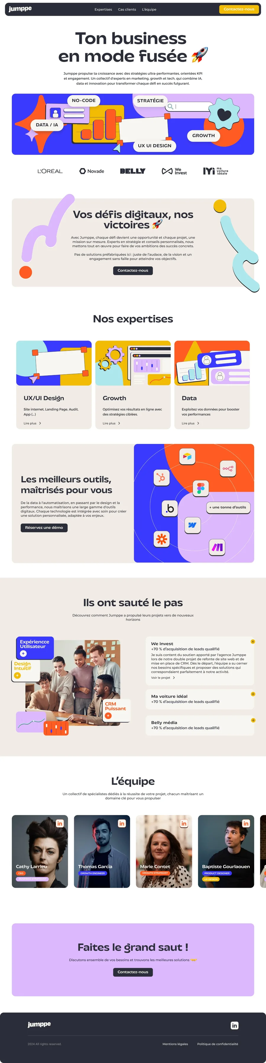La page d'accueil Jumppe complète
