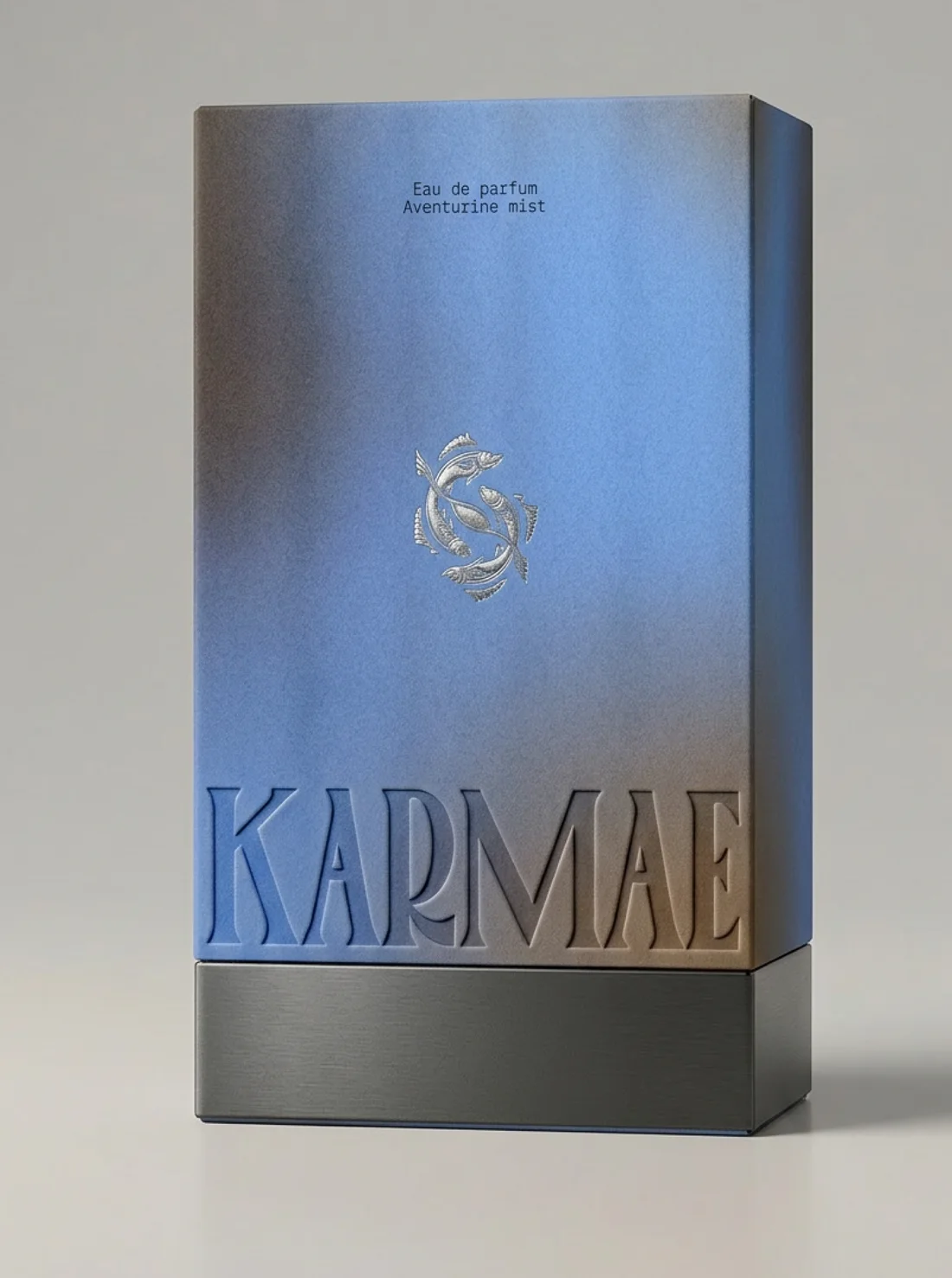 Coffret Karmae bleu Aventurine mist, poissons argentés en relief