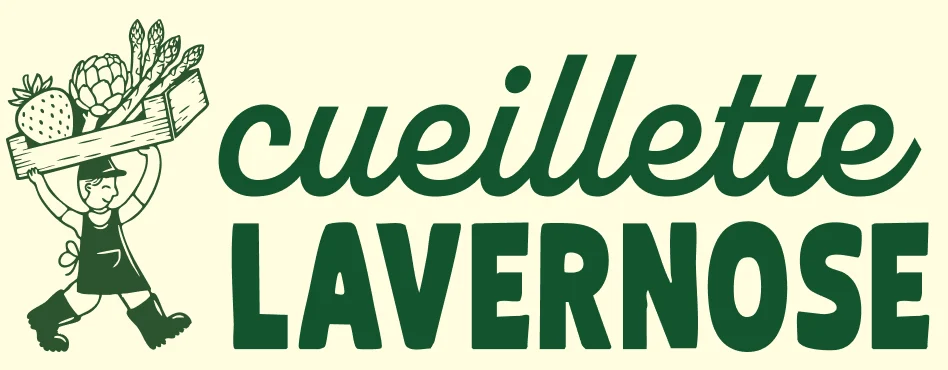Logo secondaire : la mascotte à côté de « cueillette Lavernose »