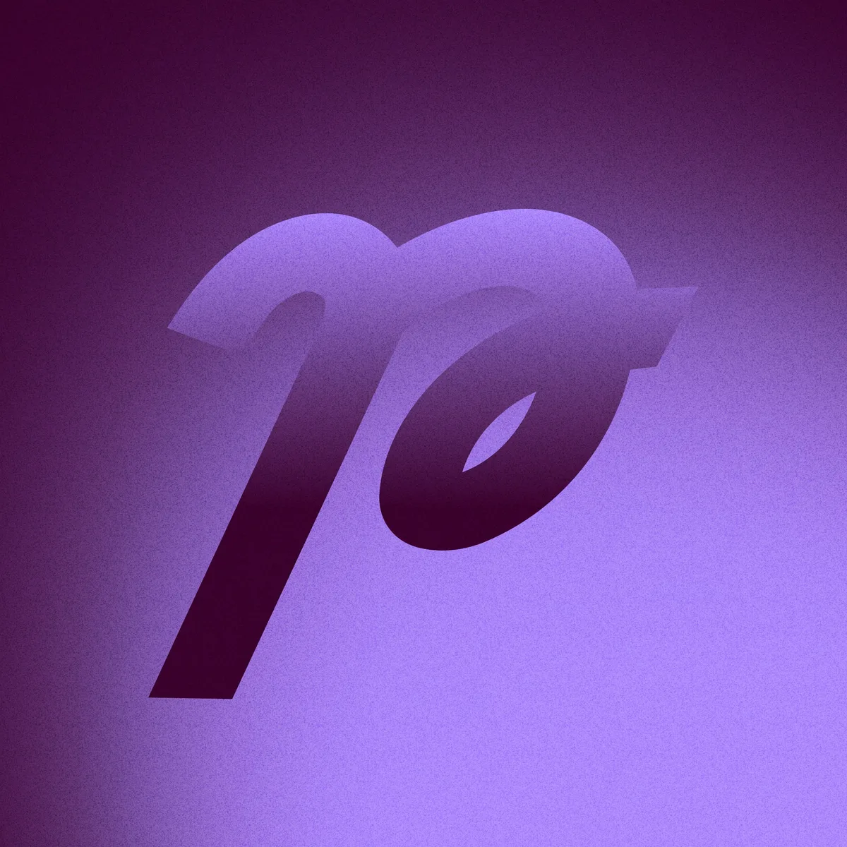 Le symbole Pongo en dégradé, sur fond lilas et prune