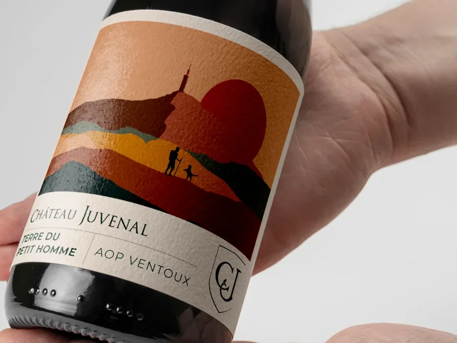 Bouteille Château Juvenal Terre du Petit Homme, étiquette illustrée du mont Ventoux