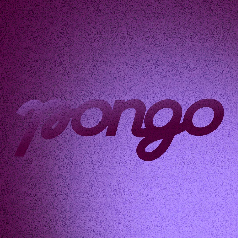 Le logotype Pongo en relief sur un dégradé lilas granuleux